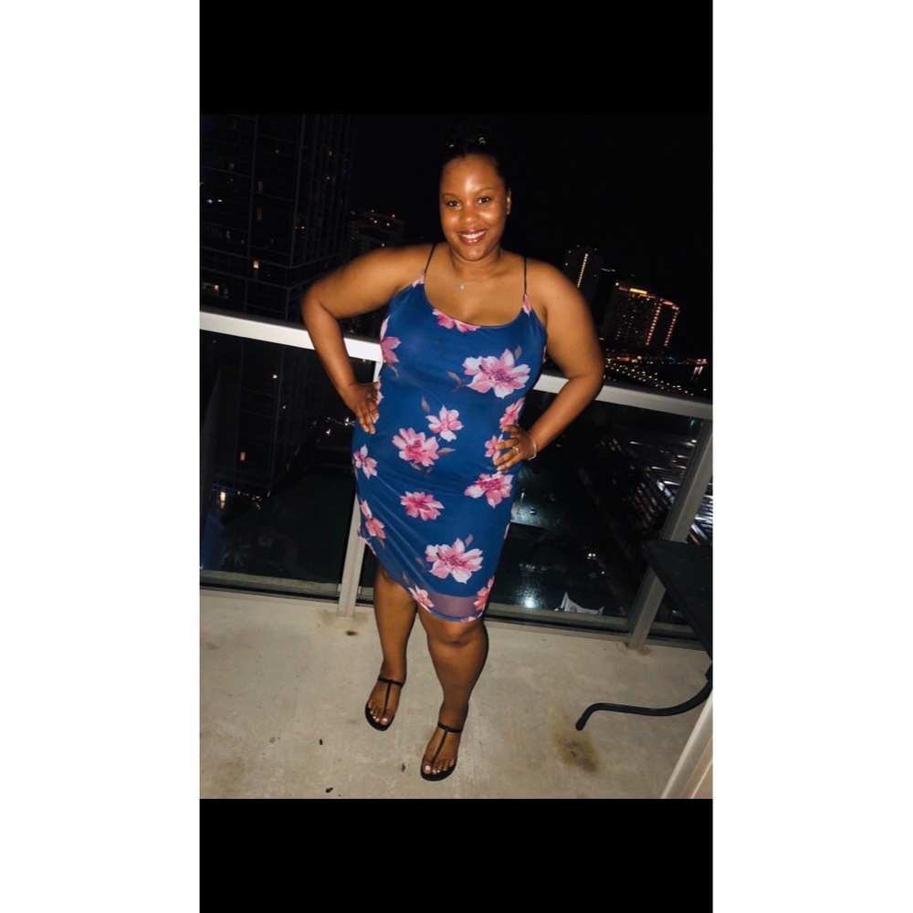 Cute Rue 21+ Navy & Floral Pink Maxi